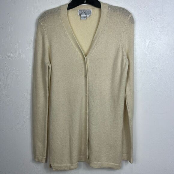 Saks Fifth Avenue Folio Collection Cashmere Cardigan Sweater Size S - Picture 2 of 8